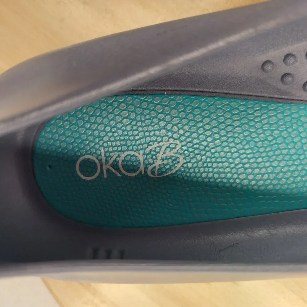 OKA B. Jelly Rubber Ballet Flats Heather Blue w/ Deco Geode Women US 8